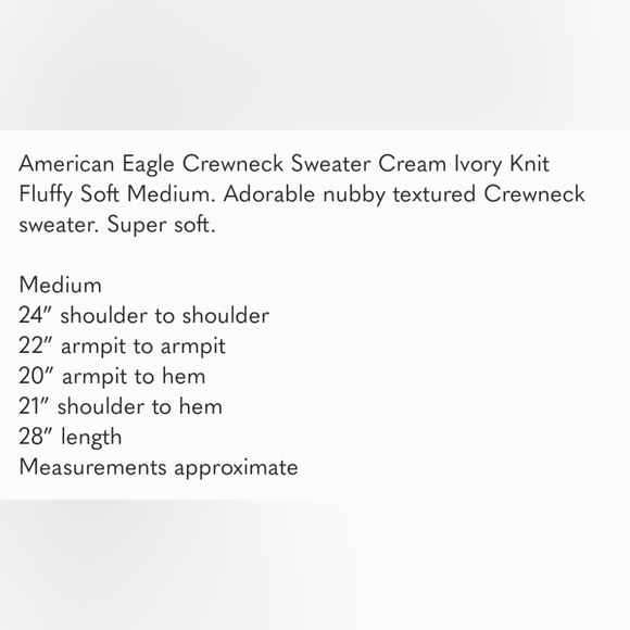 American Eagle Crewneck Sweater Cream Ivory Knit Fluffy Soft Medium - Picture 11 of 11
